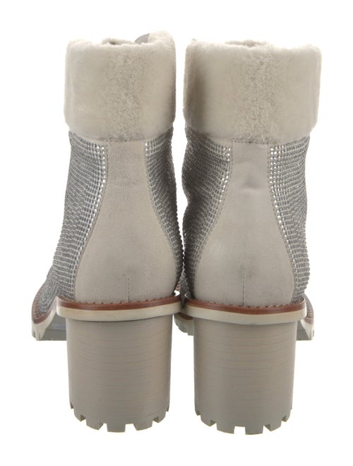 Lola Cruz Leather Crystal Embellishments Lace-Up Boots