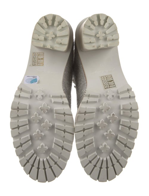 Lola Cruz Leather Crystal Embellishments Lace-Up Boots