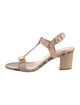 Lola Cruz Leather Animal Print T-Strap Sandals