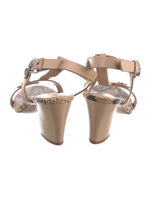 Lola Cruz Leather Animal Print T-Strap Sandals