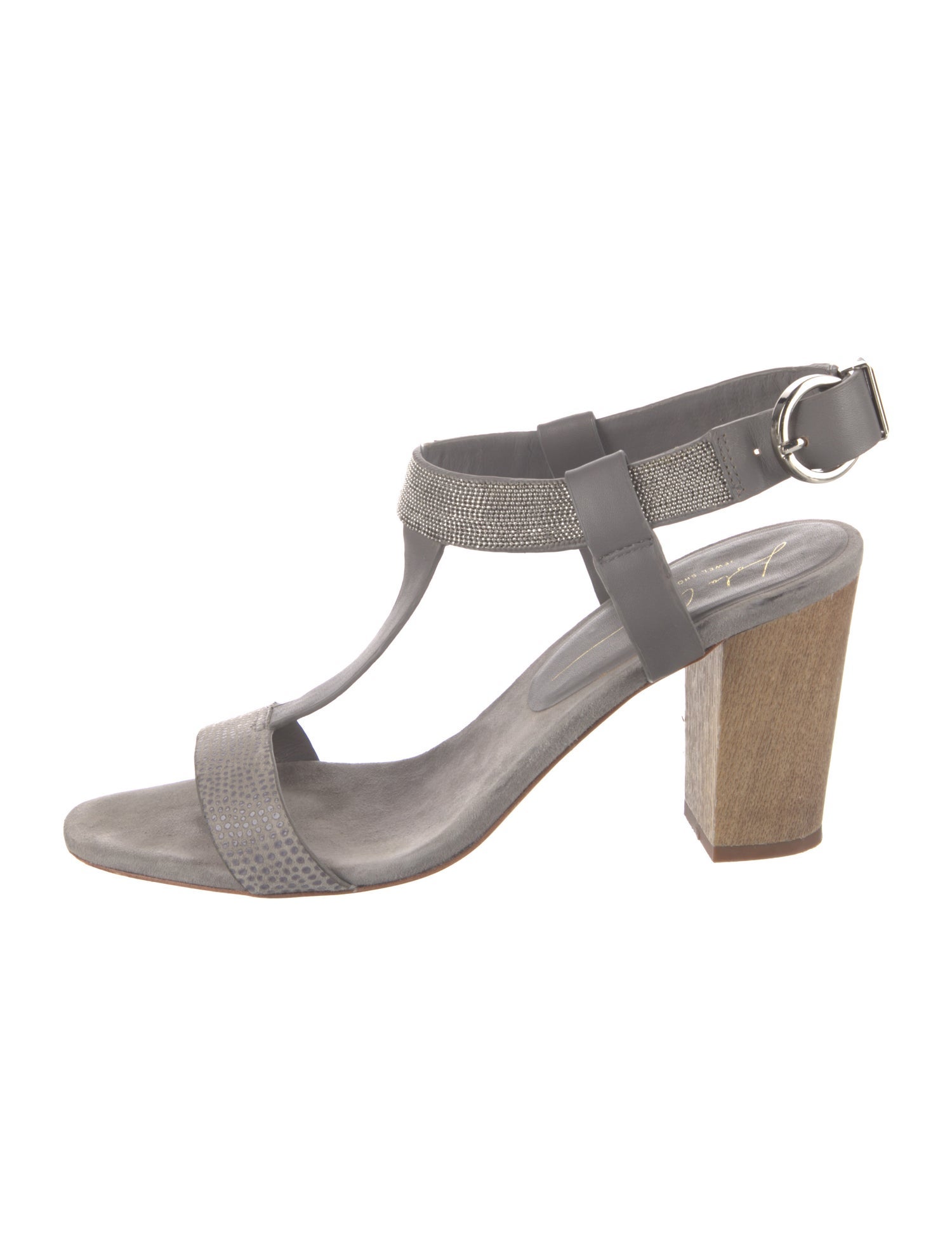 Lola Cruz Suede Colorblock Pattern T-Strap Sandals