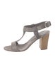 Lola Cruz Suede Colorblock Pattern T-Strap Sandals