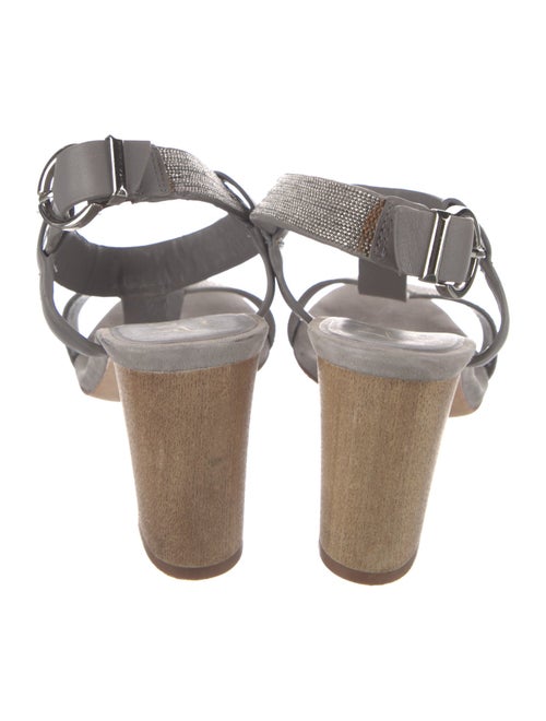 Lola Cruz Suede Colorblock Pattern T-Strap Sandals