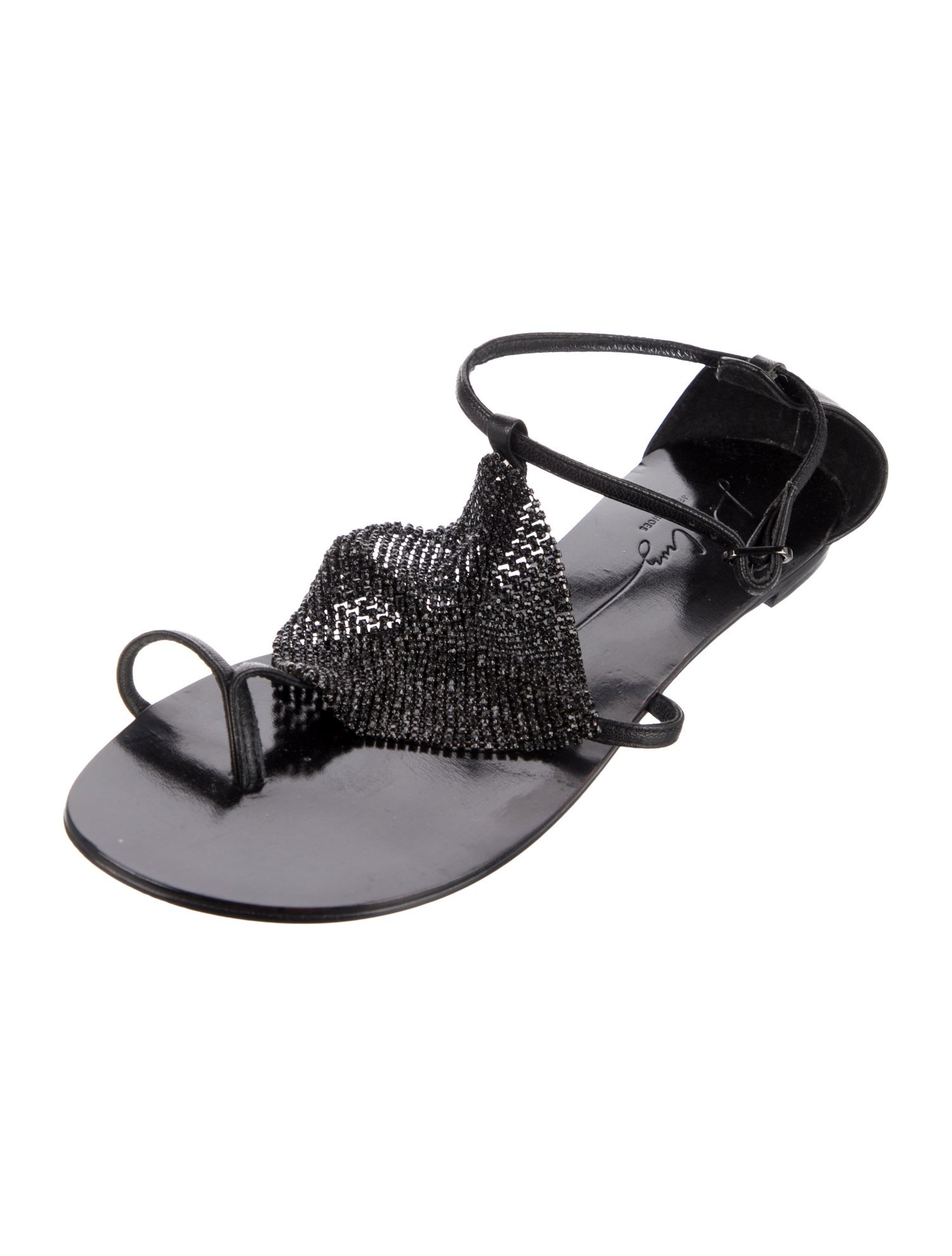Lola Cruz Leather Floral Print T-Strap Sandals