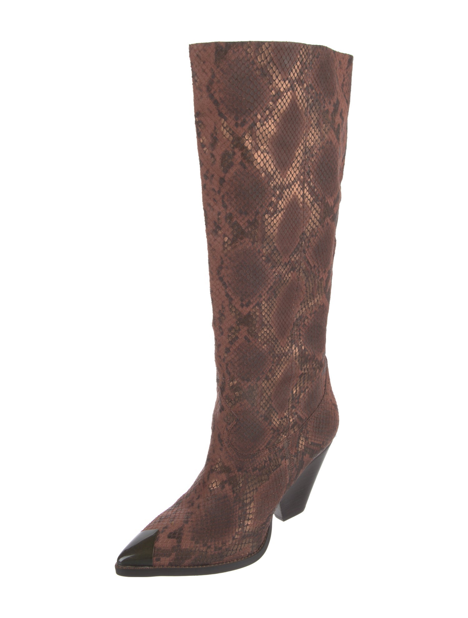 Lola Cruz Leather Animal Print Boots