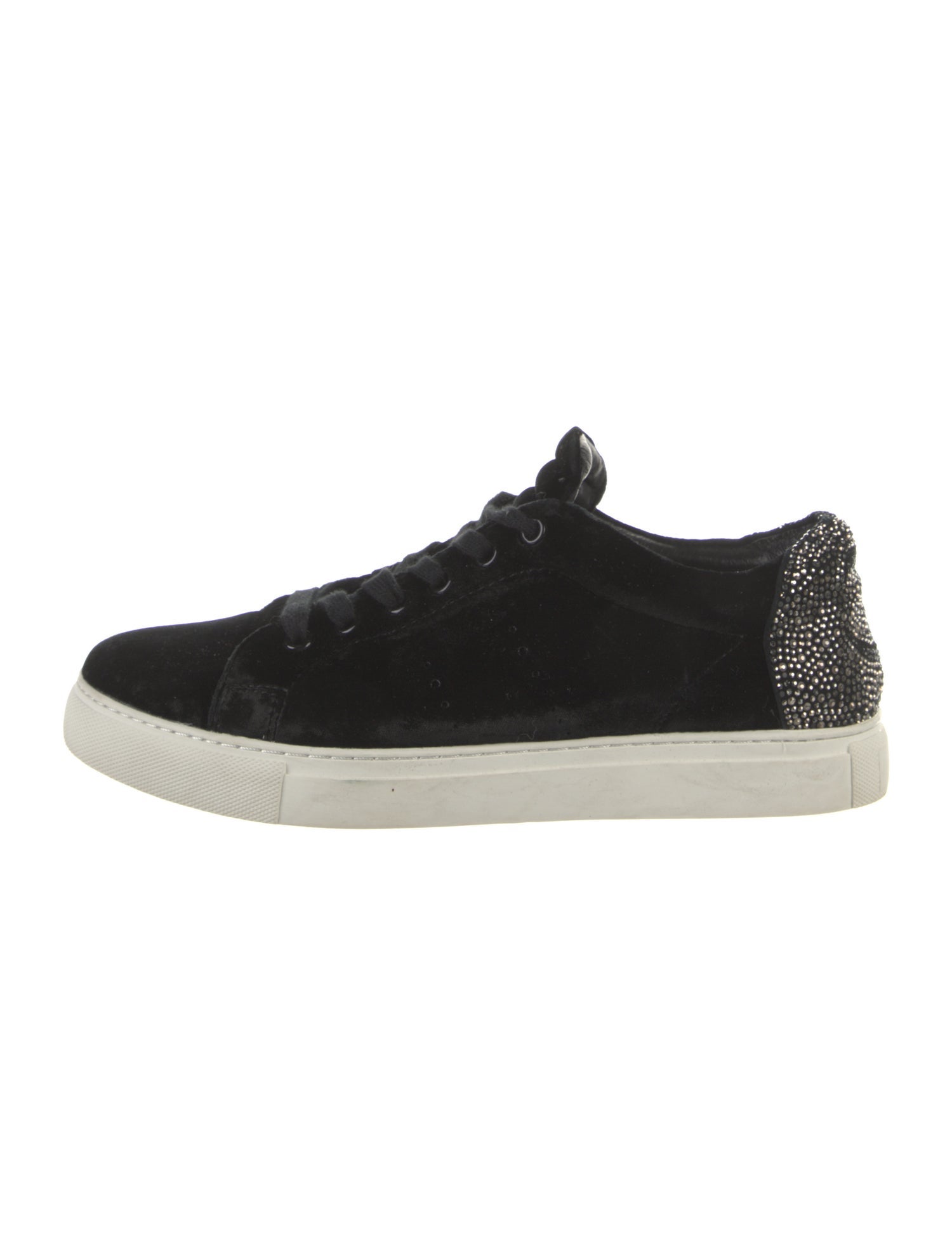 Lola Cruz Velvet Crystal Embellishments Sneakers