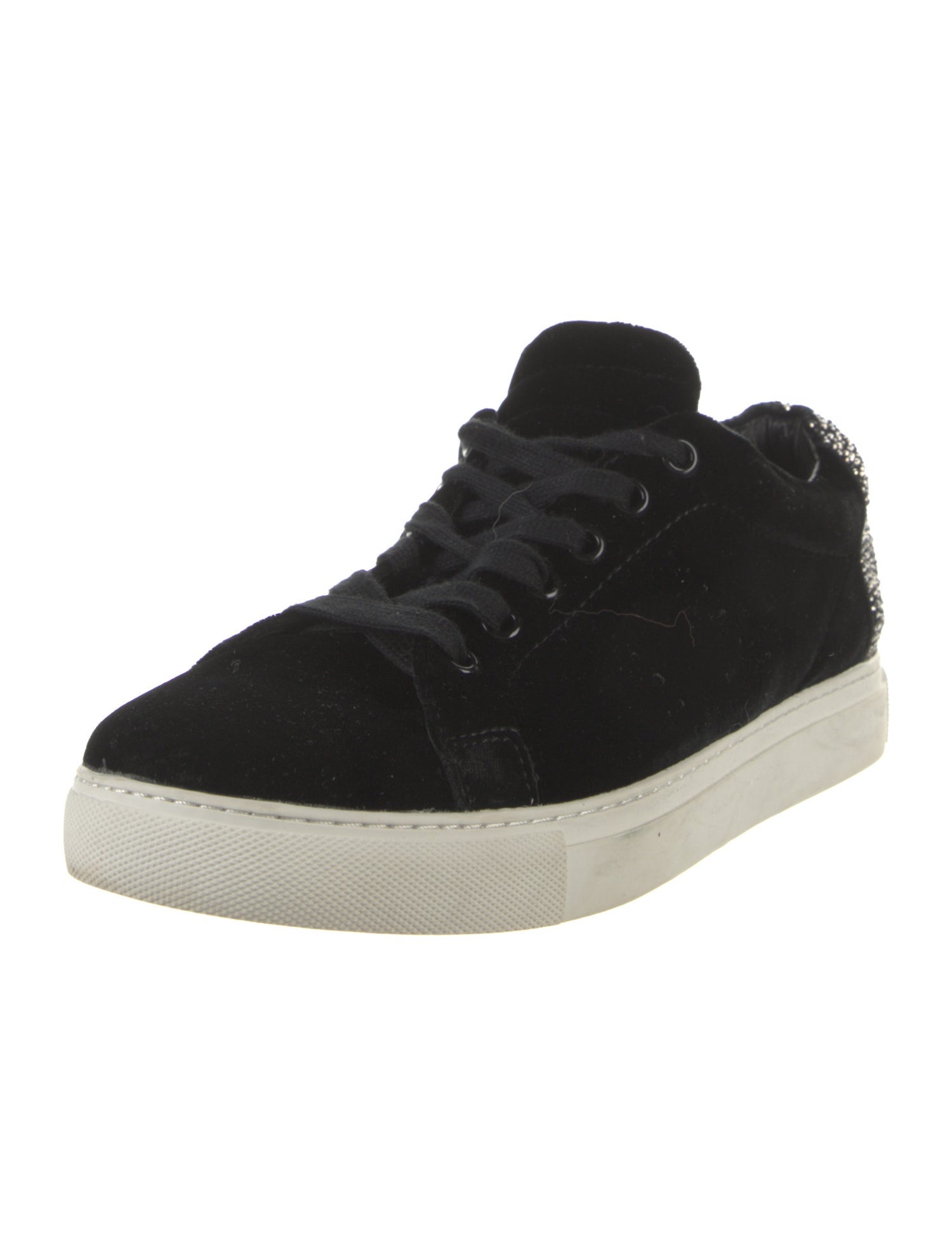 Lola Cruz Velvet Crystal Embellishments Sneakers
