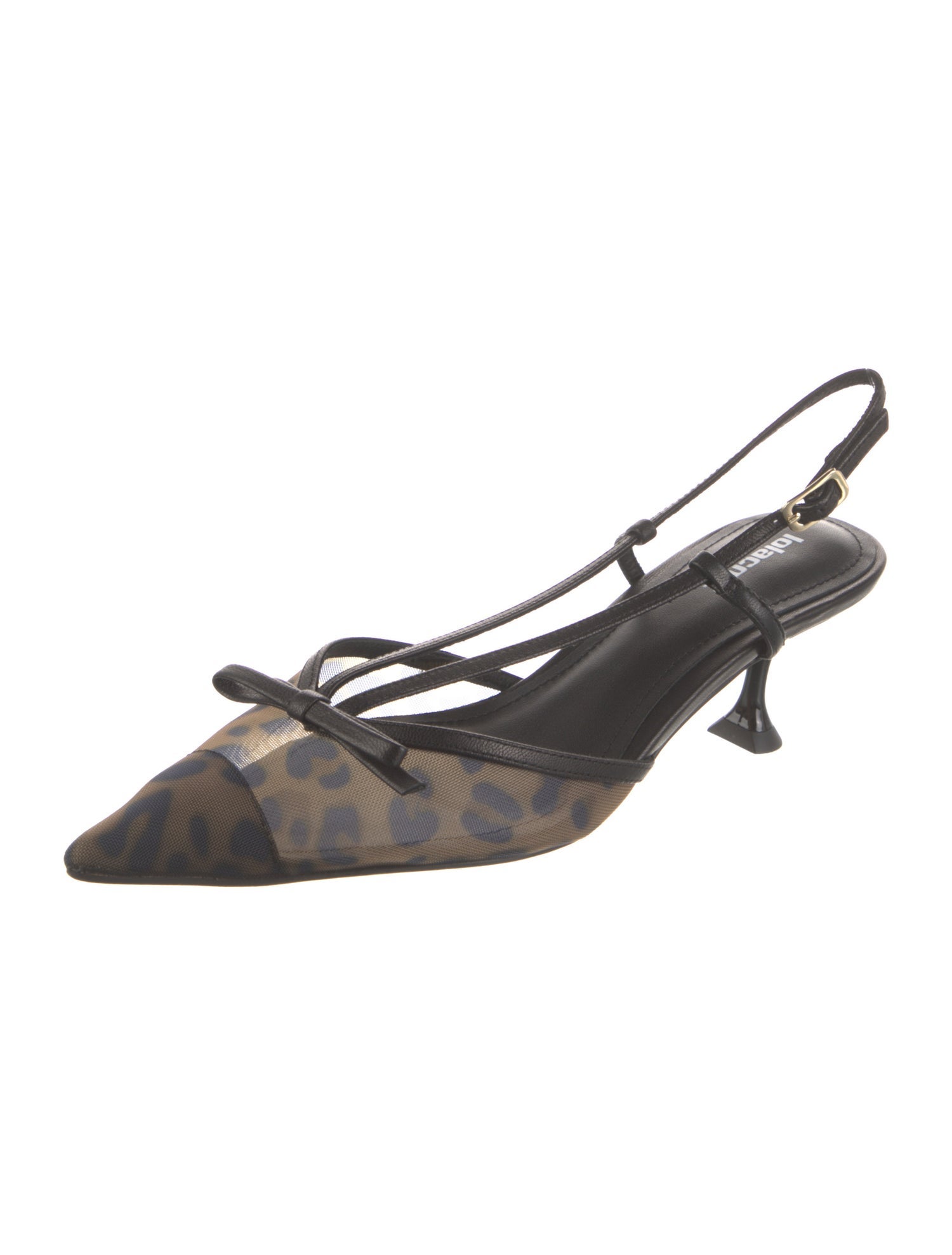 Lola Cruz Leather Animal Print Slingback Pumps
