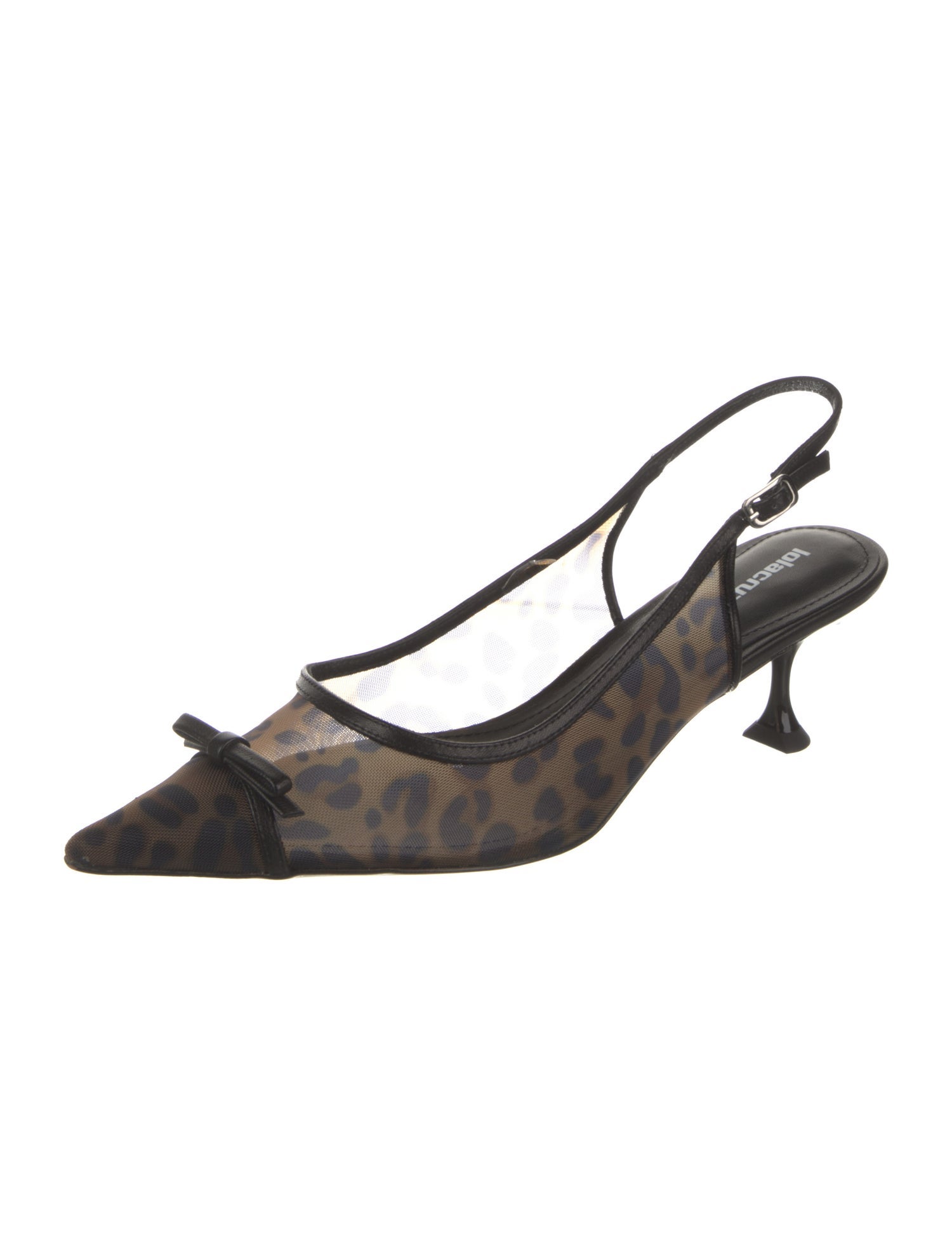 Lola Cruz Leather Animal Print Slingback Pumps