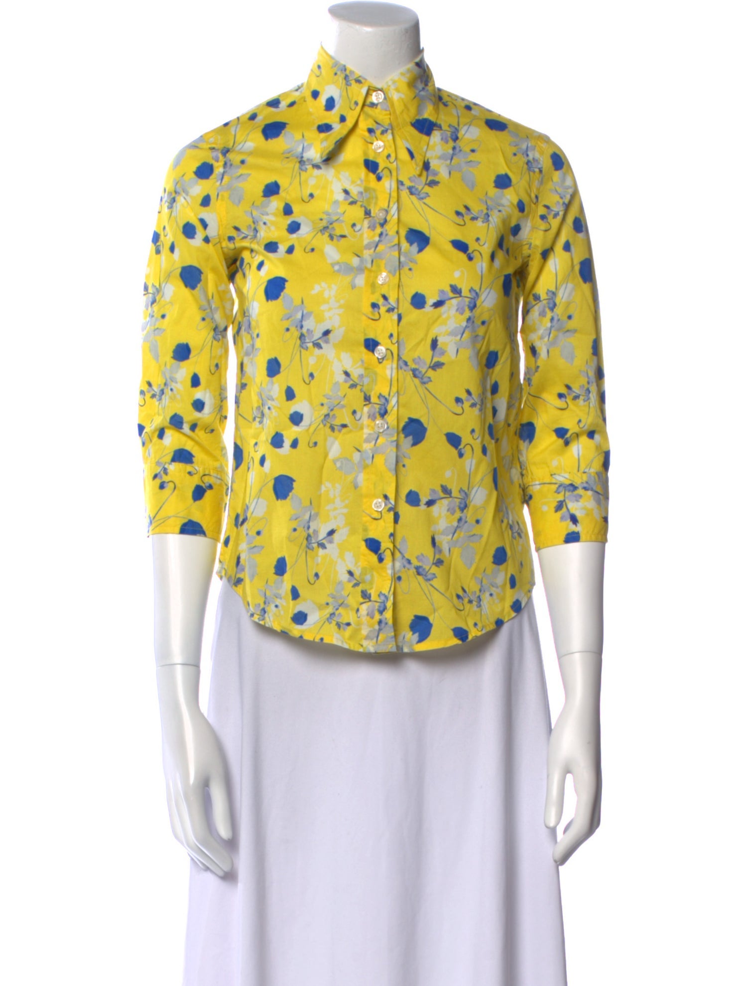 Liberty of London x R13 Floral Print Three-Quarter Sleeve Button-Up Top
