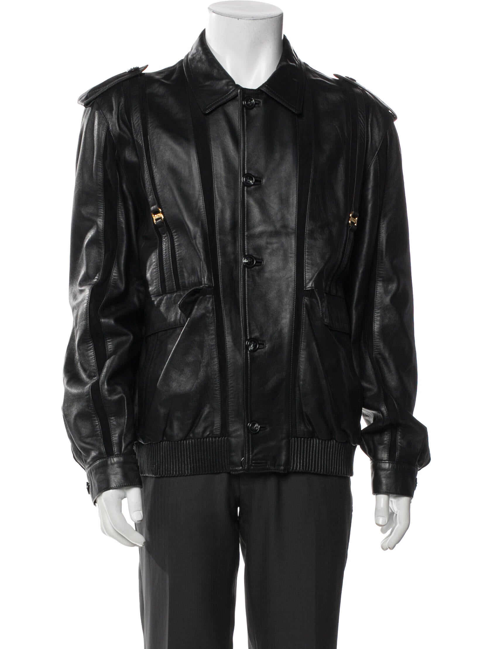 Longhi Leather Bomber Jacket