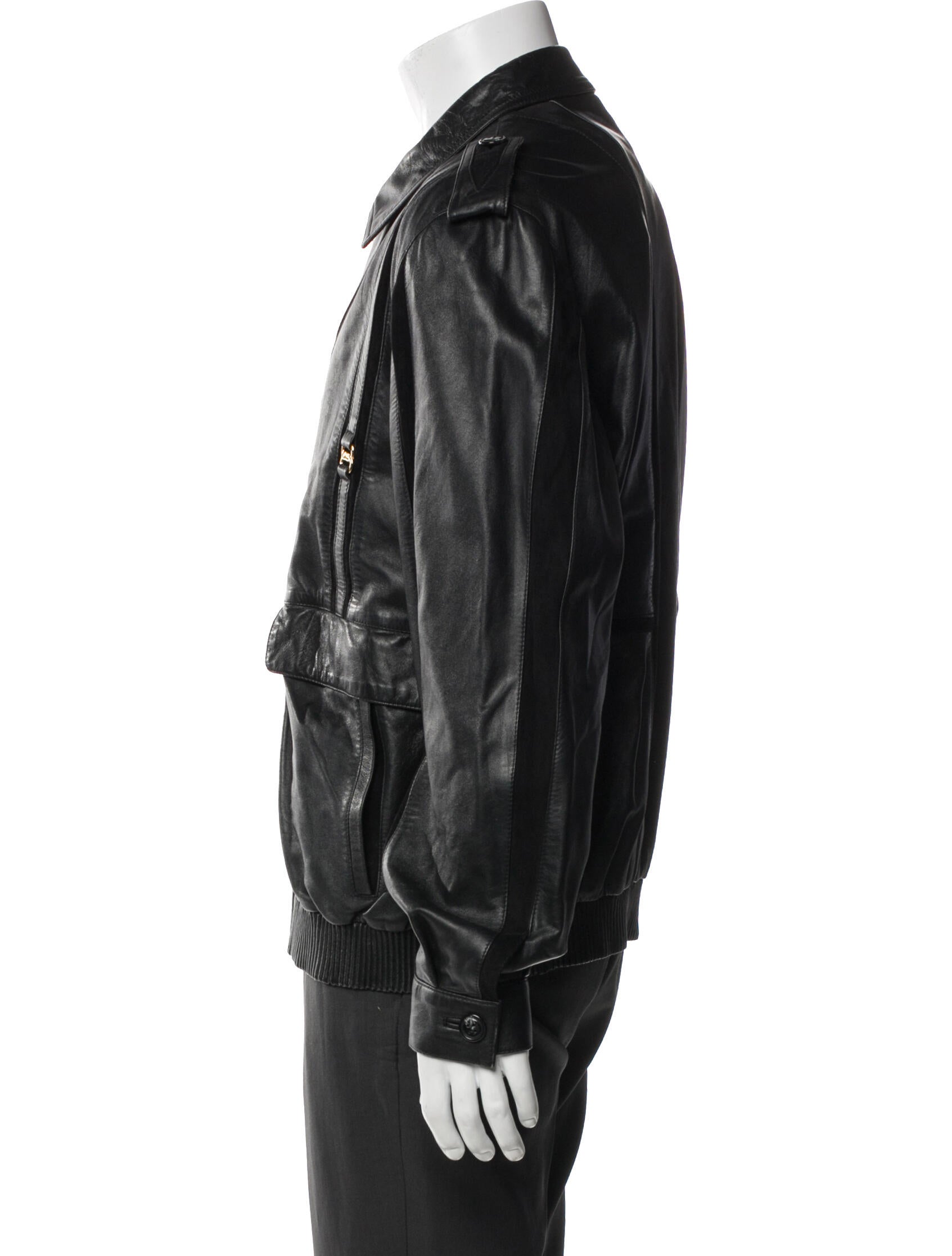 Longhi Leather Bomber Jacket