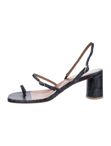 Pre-owned Loq Leather Animal Print Sandals In Blue