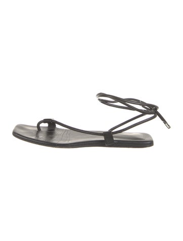 Pre-owned Loq Leather Sandals In Black