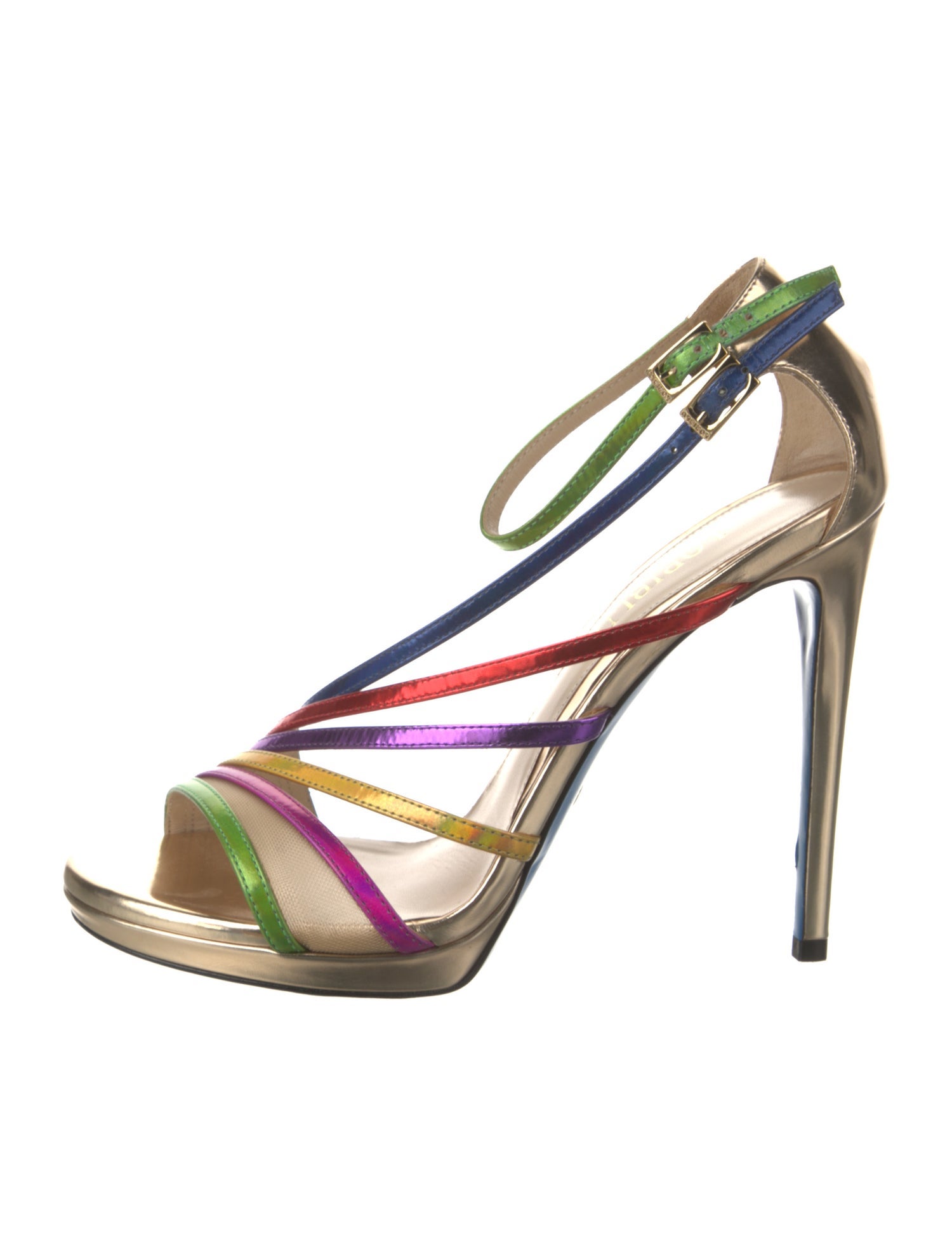 Loriblu Leather Colorblock Pattern Slingback Pumps