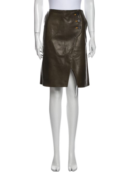Lorod Leather Knee-Length Skirt Green