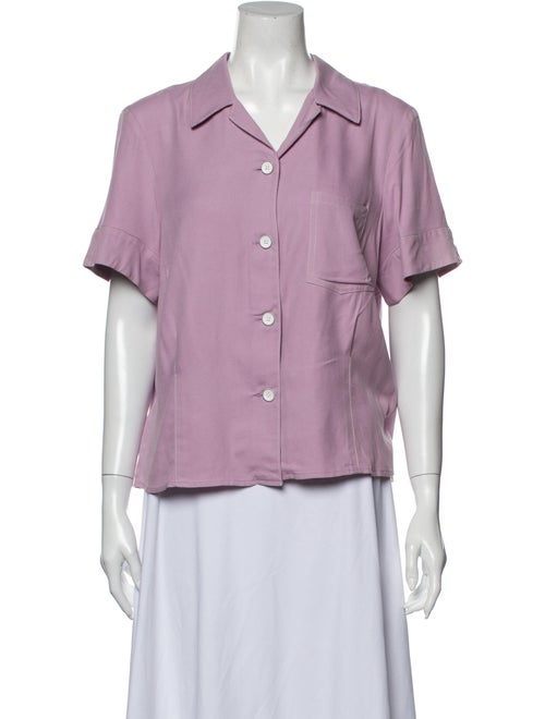 Lorod Silk Short Sleeve Button-Up Top w/ Tags Purp