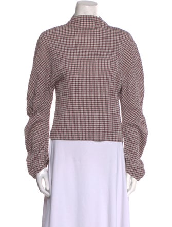 Lorod Plaid Print Mock Neck Top