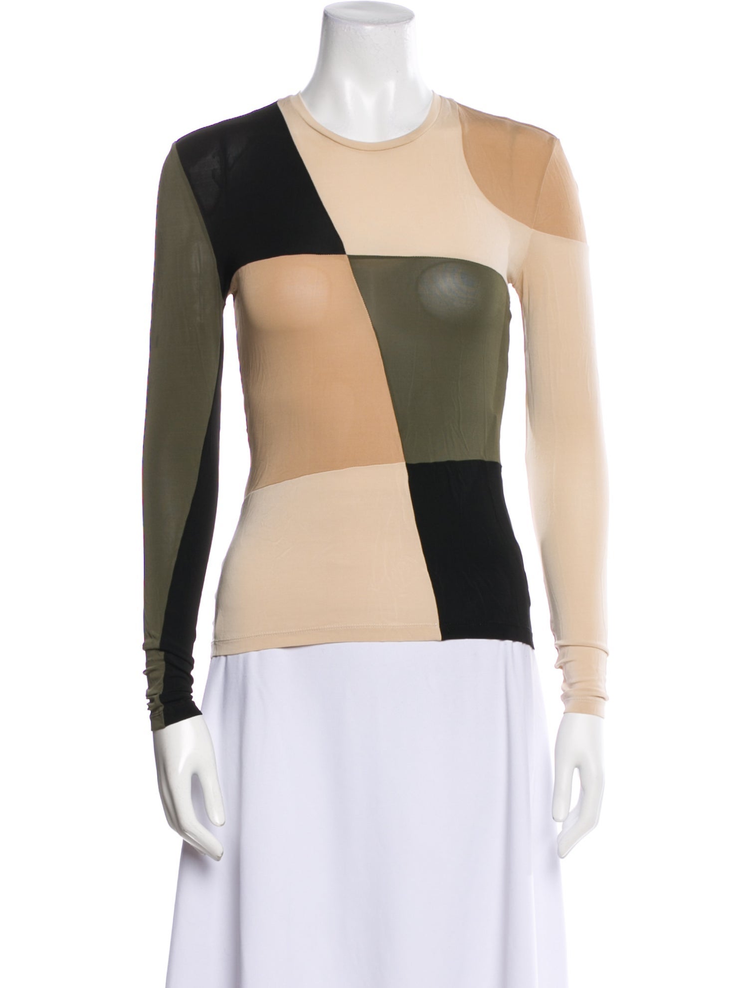 Lorod Colorblock Pattern Scoop Neck Top