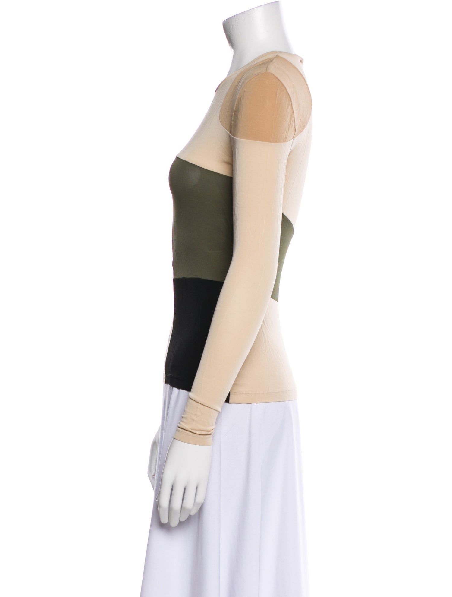 Lorod Colorblock Pattern Scoop Neck Top