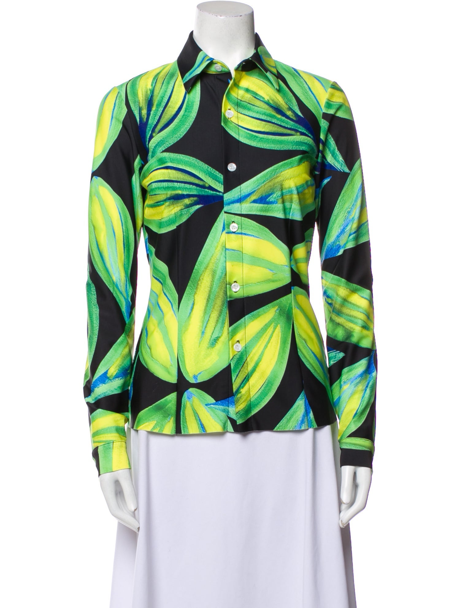 Louisa Ballou Printed Long Sleeve Button-Up Top