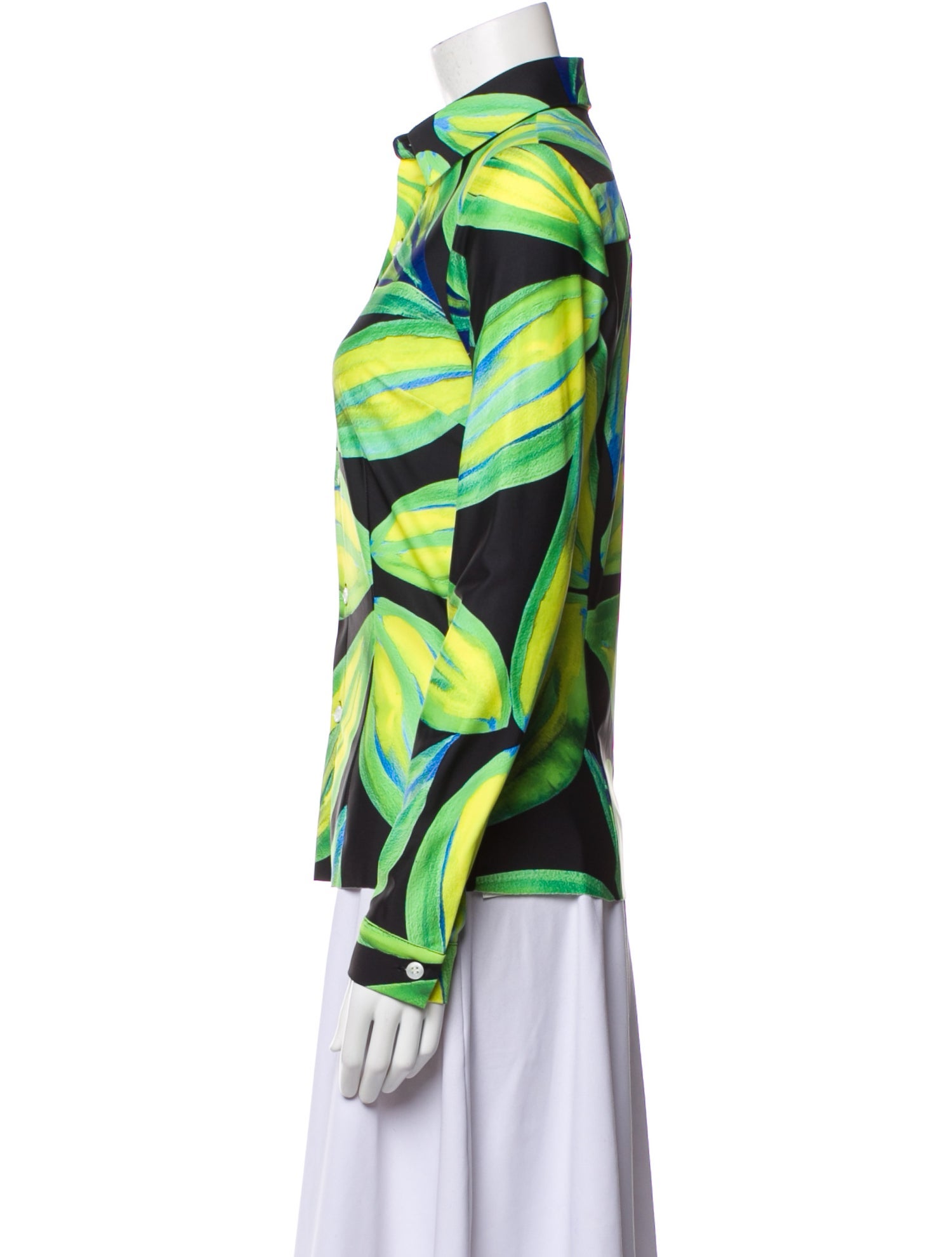 Louisa Ballou Printed Long Sleeve Button-Up Top