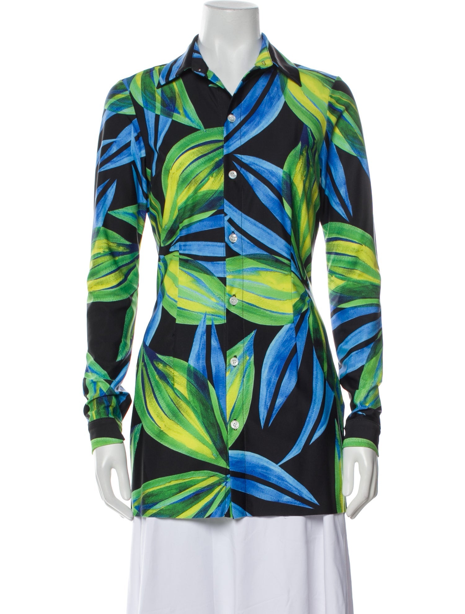 Louisa Ballou Printed Long Sleeve Button-Up Top