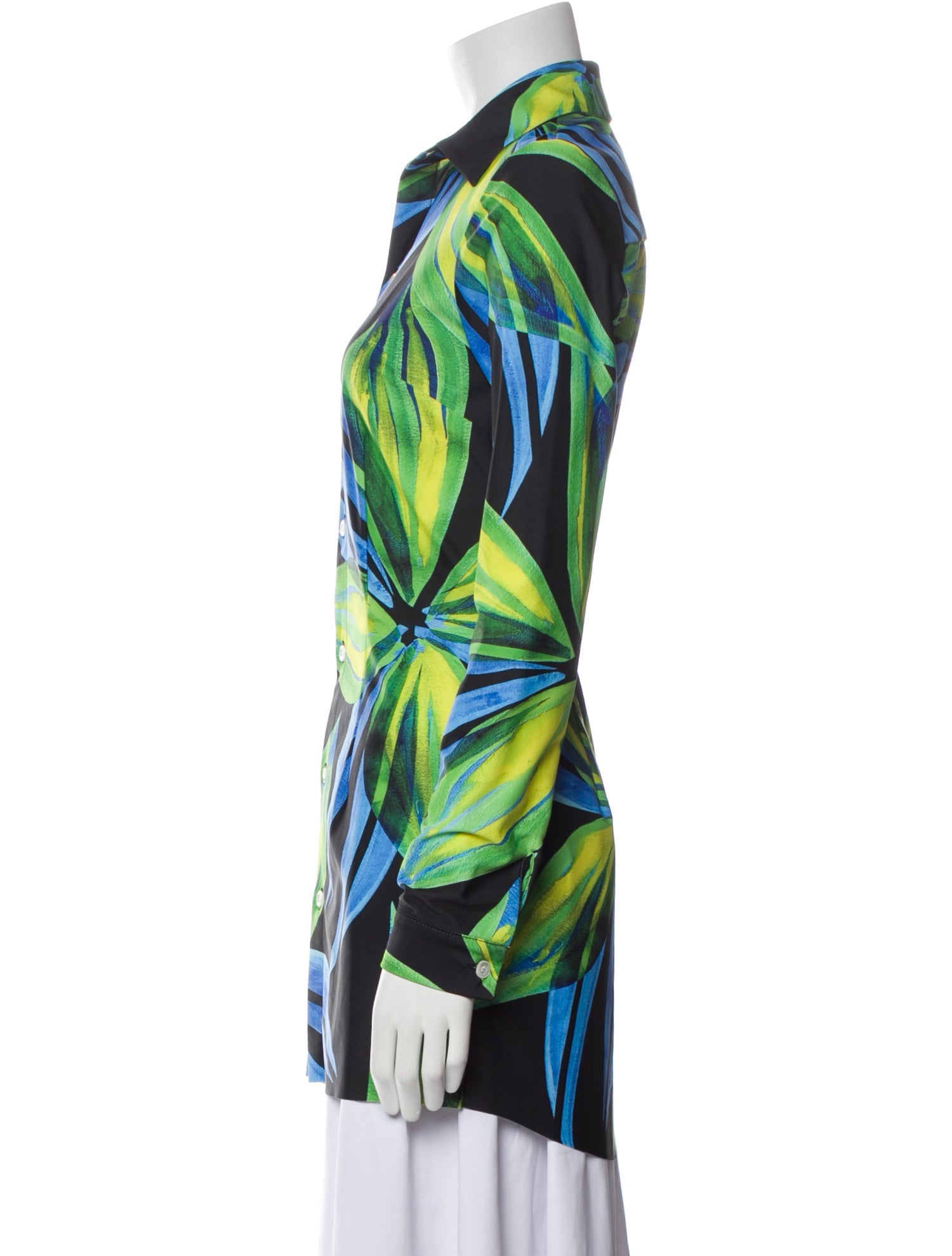 Louisa Ballou Printed Long Sleeve Button-Up Top