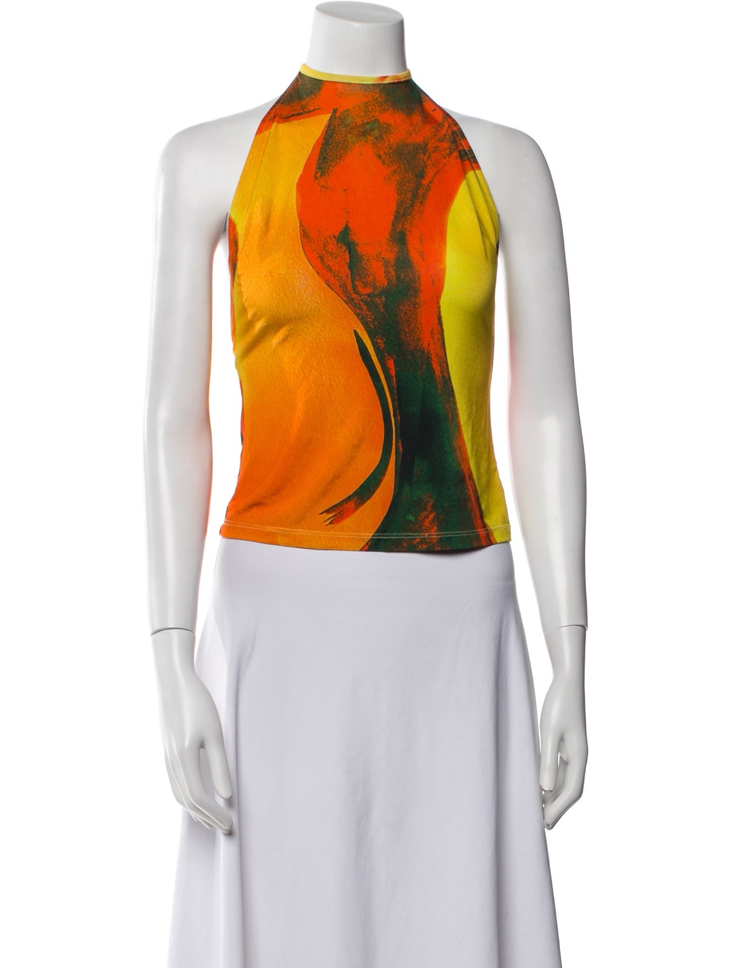 Louisa Ballou Printed Halterneck Crop Top w/ Tags