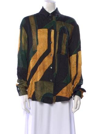 Louisa Ballou Printed Long Sleeve Button-Up Top