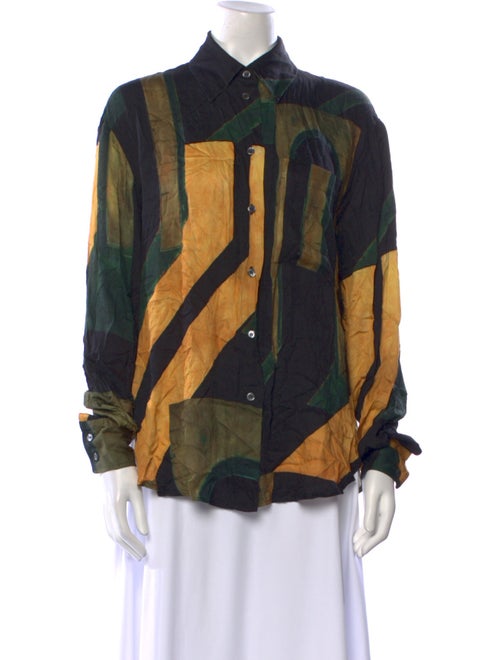 Louisa Ballou Printed Long Sleeve Button-Up Top