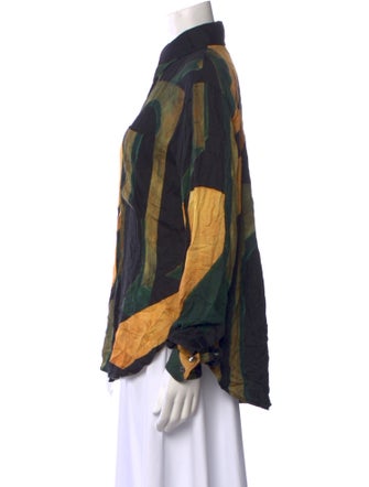 Louisa Ballou Printed Long Sleeve Button-Up Top