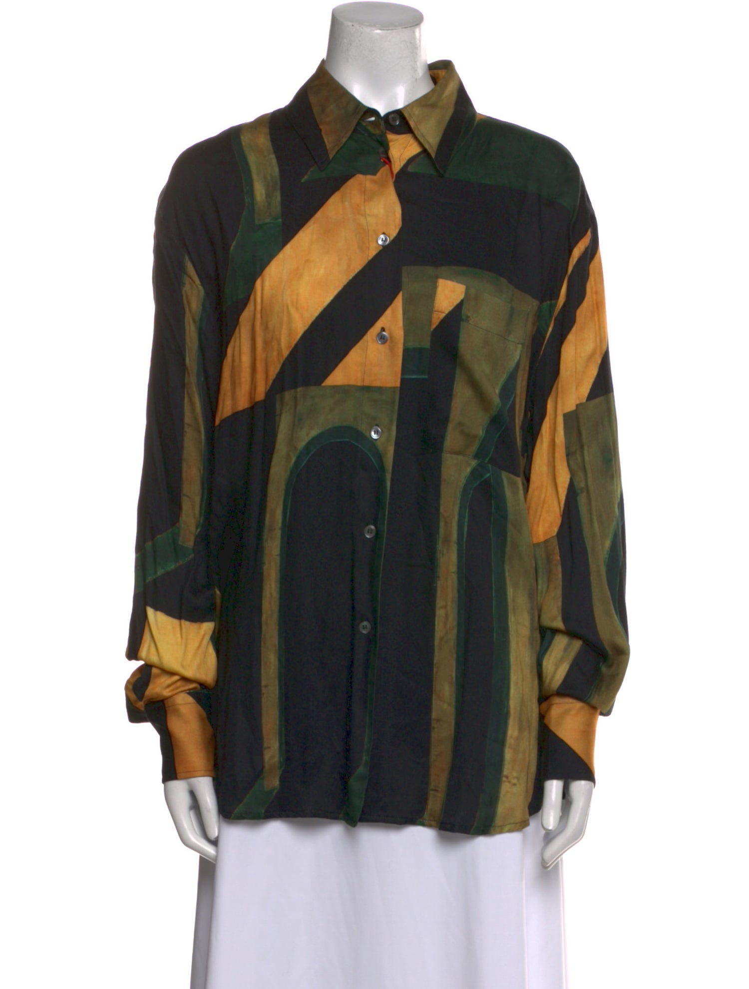 Louisa Ballou Printed Long Sleeve Button-Up Top w/ Tags