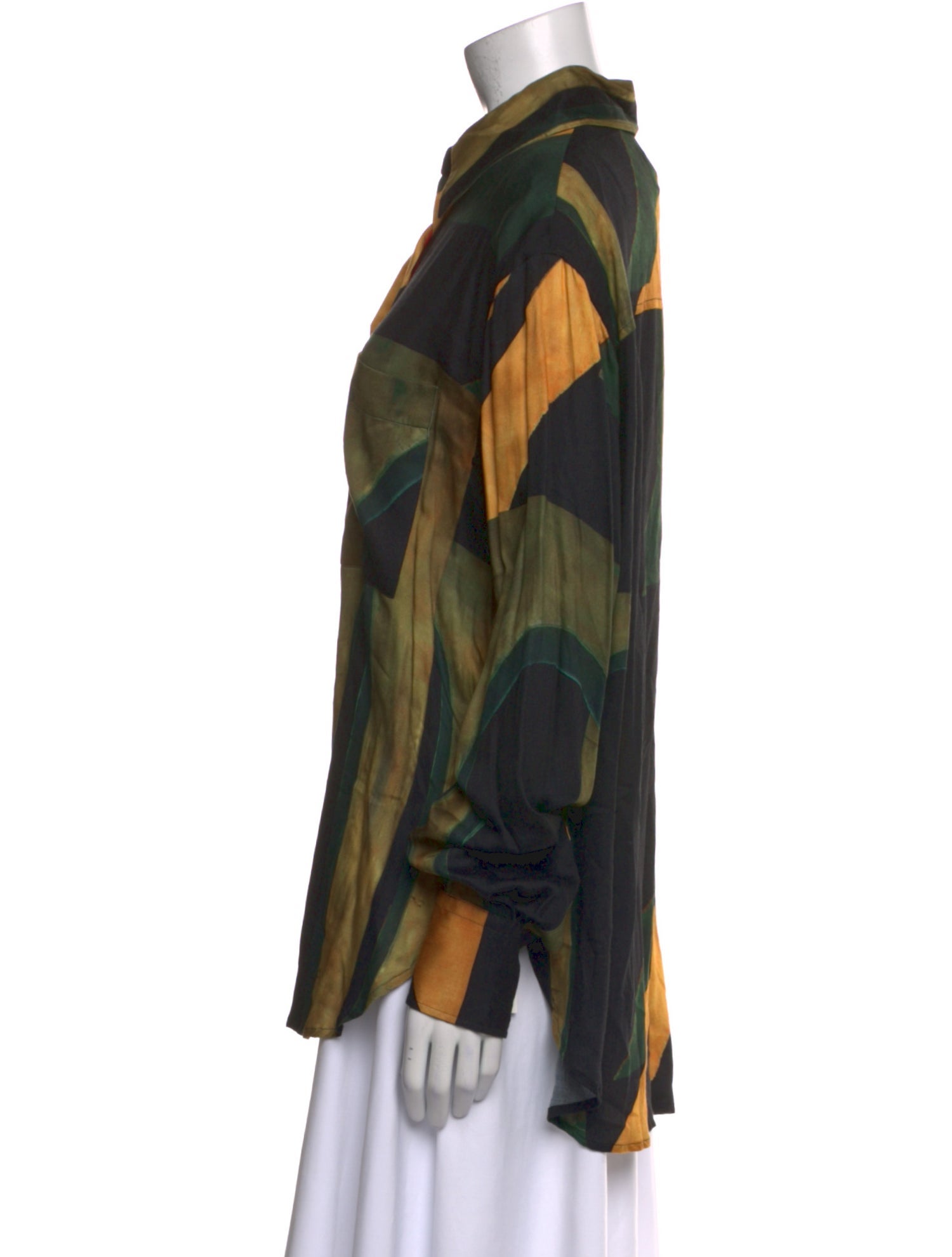 Louisa Ballou Printed Long Sleeve Button-Up Top w/ Tags