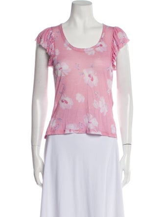 LoveShackFancy Floral Print Scoop Neck T-Shirt