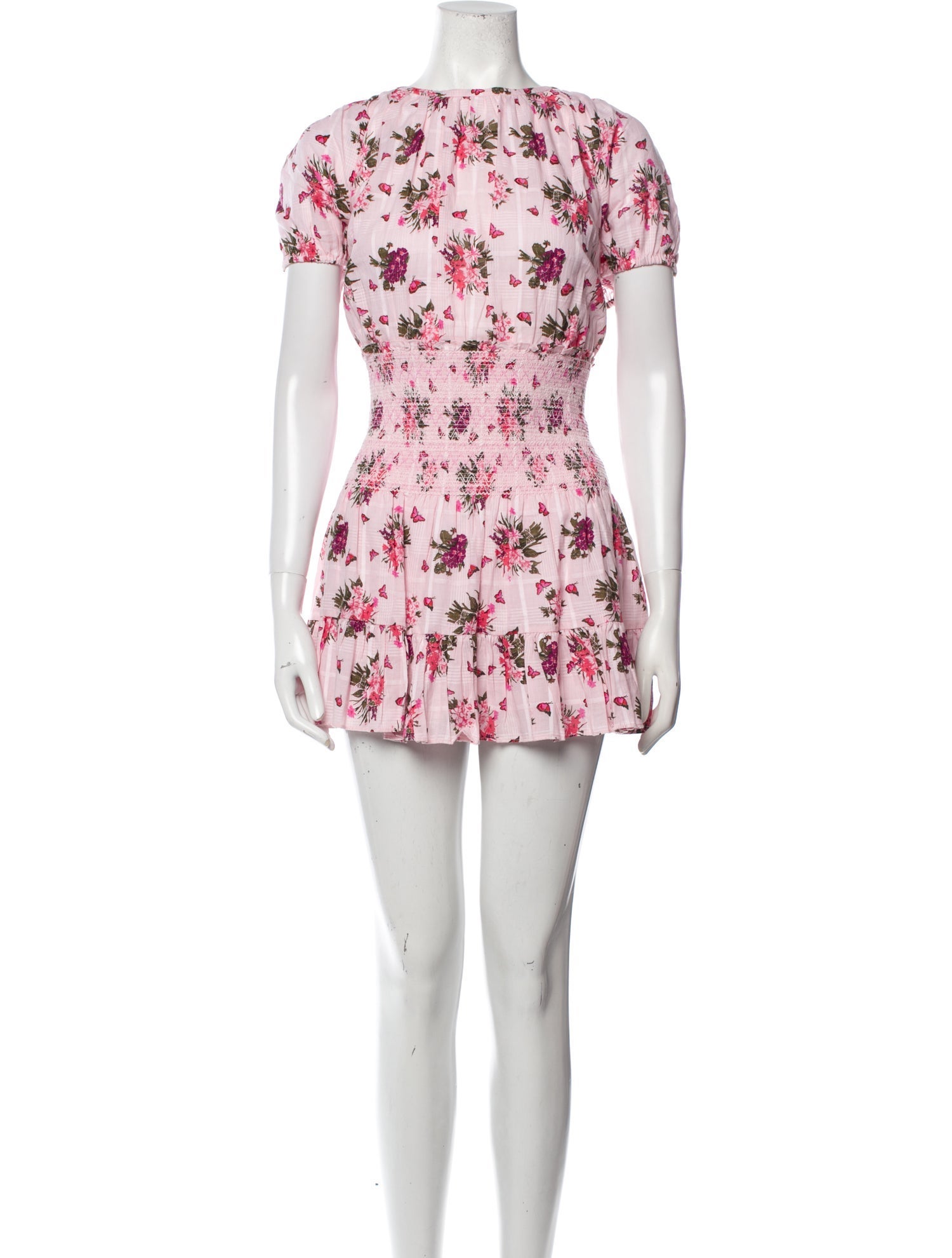 LoveShackFancy Floral Print Mini Dress