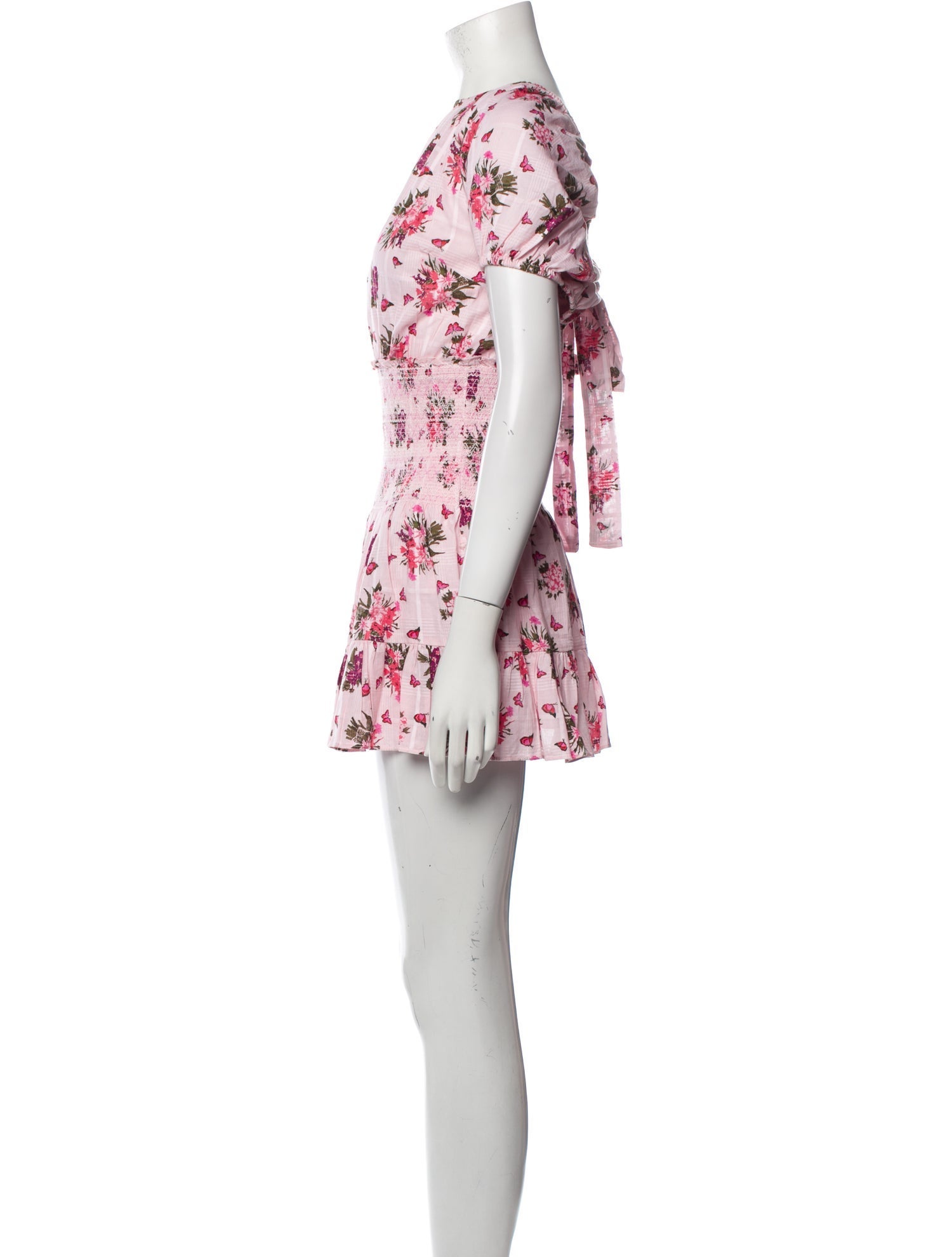 LoveShackFancy Floral Print Mini Dress
