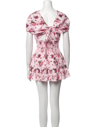 LoveShackFancy Floral Print Mini Dress