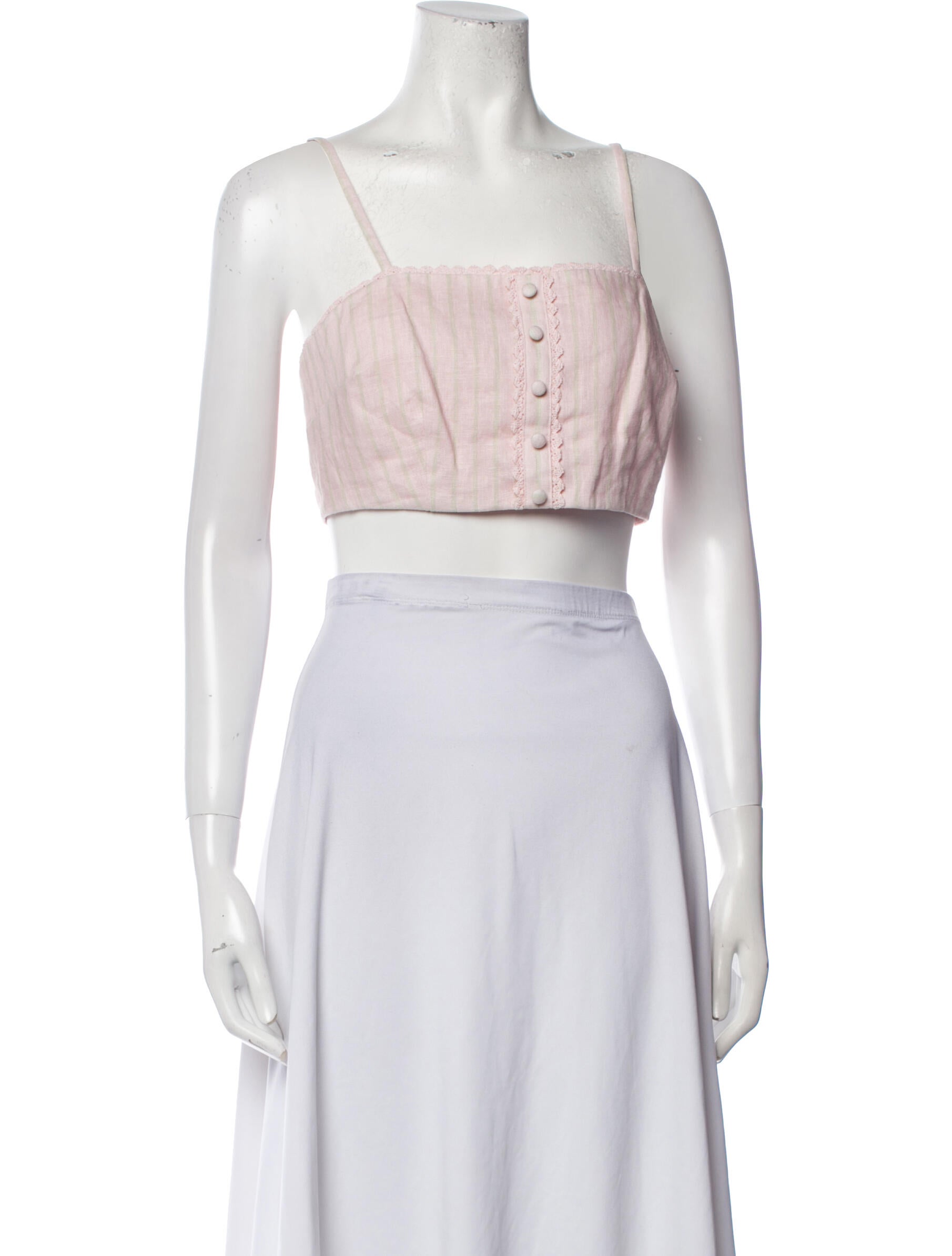 LoveShackFancy Linen Square Neckline Crop Top w/ Tags