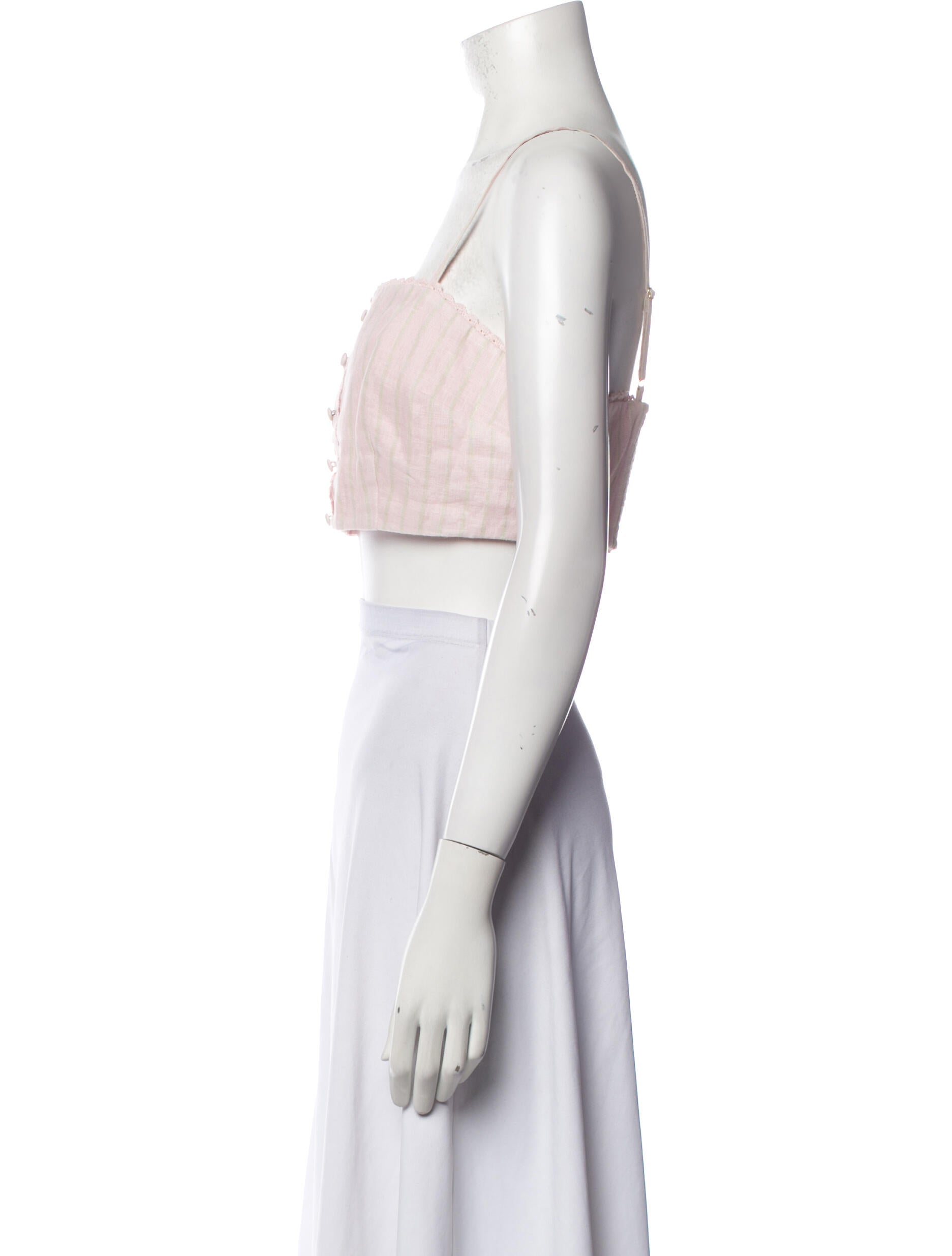 LoveShackFancy Linen Square Neckline Crop Top w/ Tags