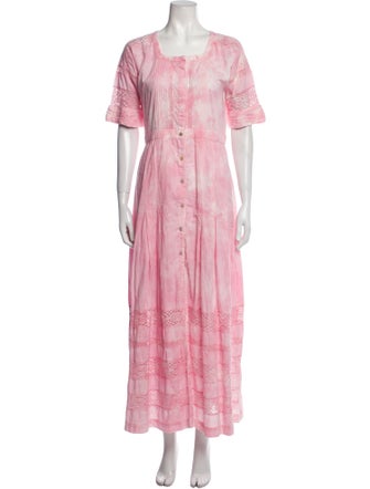 LoveShackFancy Tie-Dye Print Long Dress