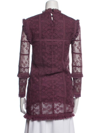 LoveShackFancy Mock Neck Three-Quarter Sleeve Tunic