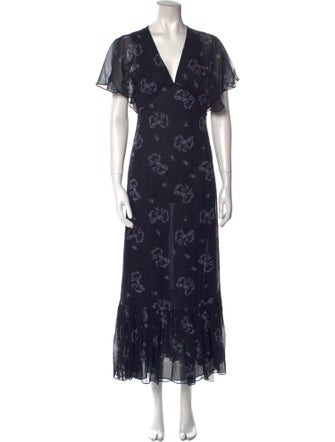 LoveShackFancy Floral Print Long Dress