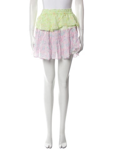 LoveShackFancy Skirts Floral Print Mini Skirt XS