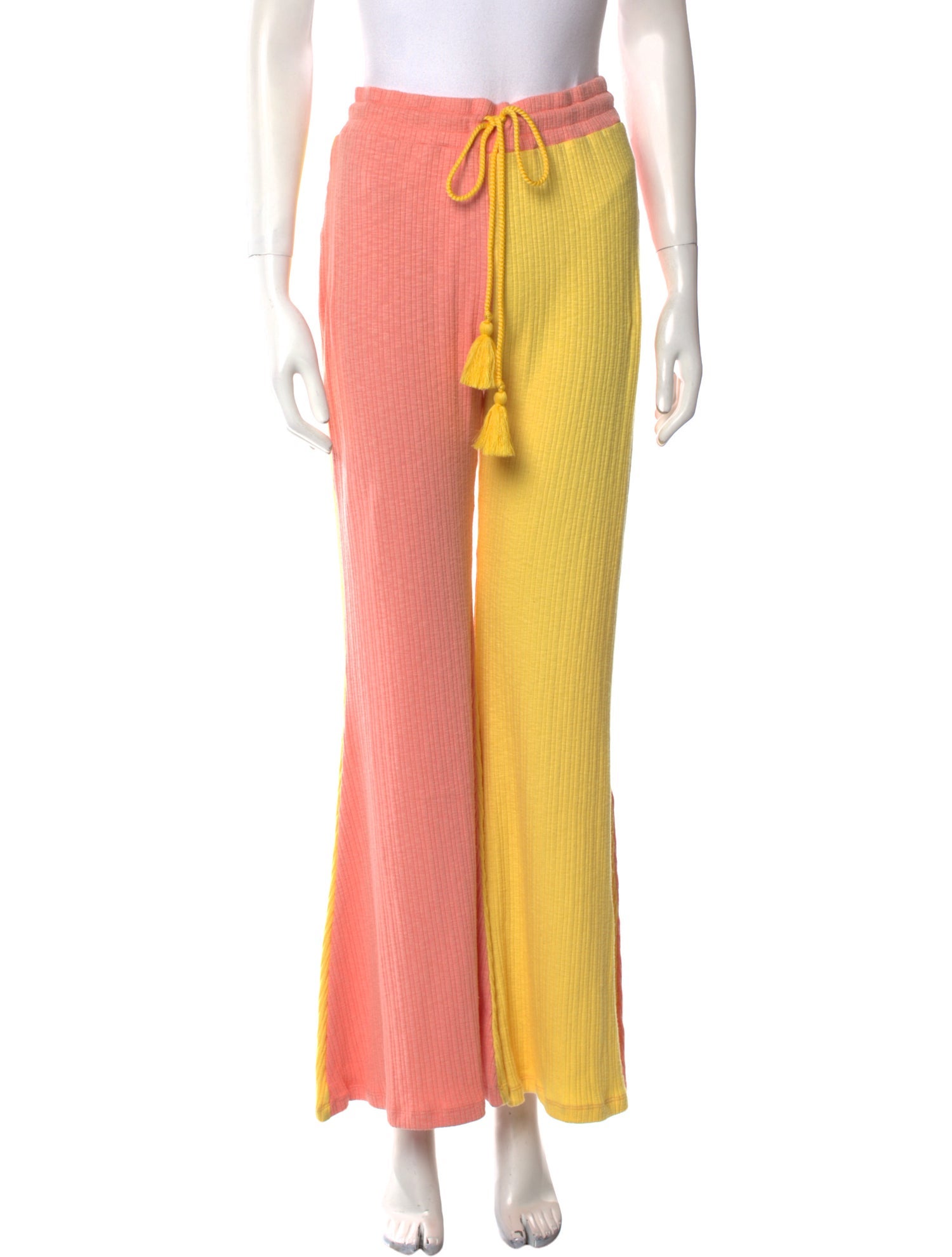 LoveShackFancy Colorblock Pattern Wide Leg Pants
