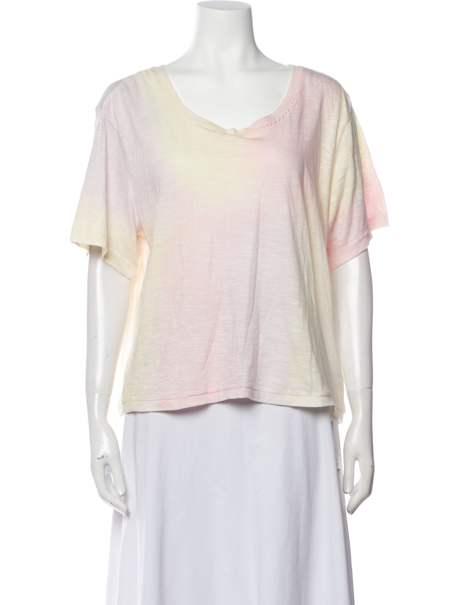 LoveShackFancy Scoop Neck Short Sleeve T-Shirt