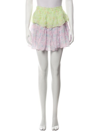 LoveShackFancy Floral Print Mini Skirt
