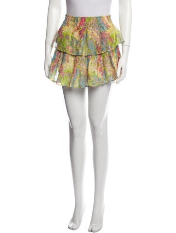 LoveShackFancy Skirts Floral Print Mini Skirt Petite