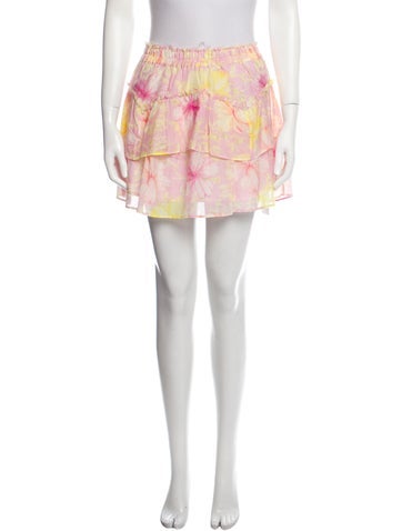 LoveShackFancy Skirts Floral Print Mini Skirt L