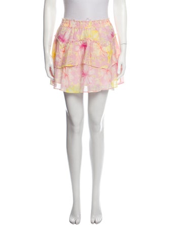 LoveShackFancy Floral Print Mini Skirt